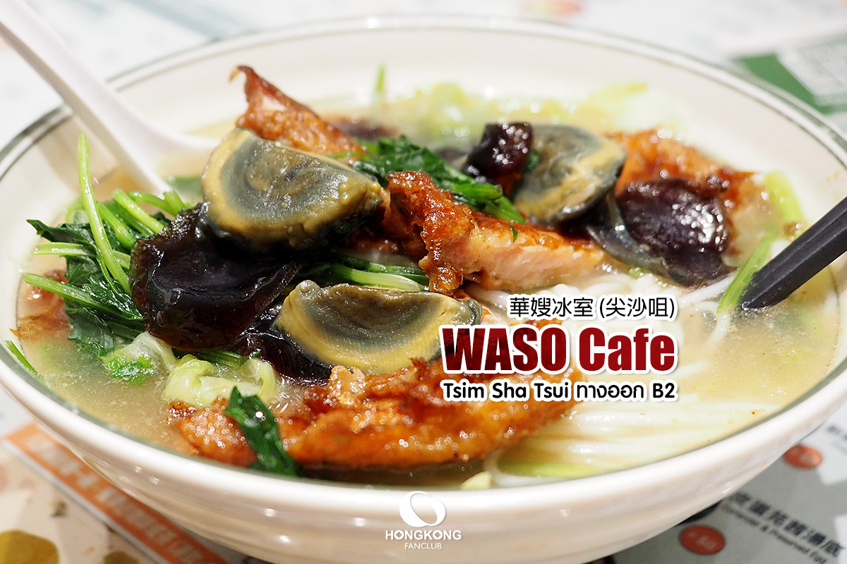 ก๋วยเตี๋ยวหมูทอด ซุปไข่เยี่ยวม้า ผักชี : WASO Cafe ร้านอาหาร จิมซาจุ่ย